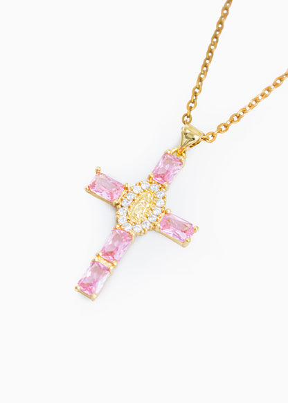 Pink Cross Necklace