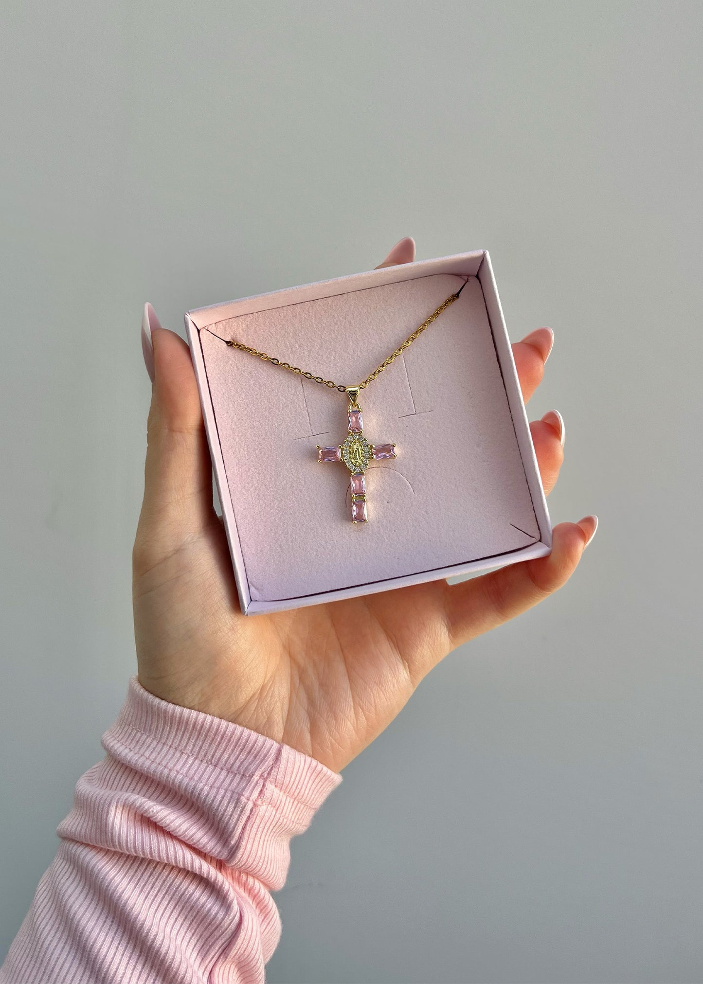 Pink Cross Necklace
