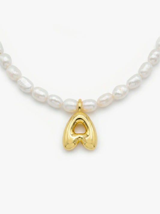 Pearl Bubble Initial Necklace