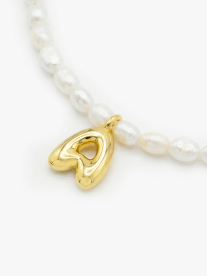 Pearl Bubble Initial Necklace